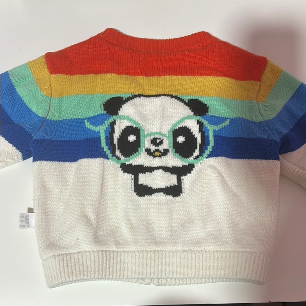 Panda rainbow Knit zip pull up Sweater size 90/48 for toddlers 18-24m